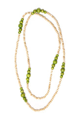 Long Bead Necklace Natural with Lime