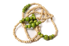 Long Bead Necklace Natural with Lime