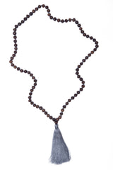 Dark Wood Bead Necklace (Grey)