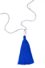 Bead Necklace (White & Blue)