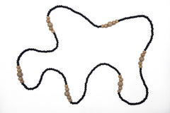 Long Bead Necklace Charcoal & Natural