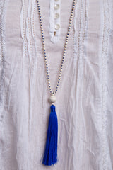 Bead Necklace (White & Blue)