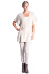 Button Knit Gillet in Natural