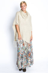 Knitted Poncho in Natural