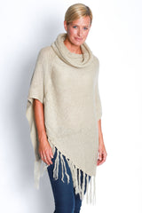 Knitted Poncho in Natural