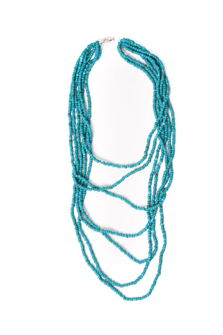 Multi-Strand Bead Necklace in Blue