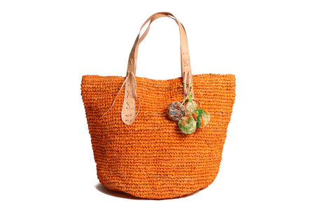 Bondi Raffia Beach Bag in Orange