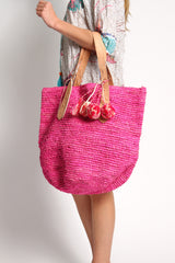 Bondi Raffia Beach Bag in Pink