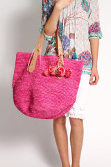 Bondi Raffia Beach Bag in Pink