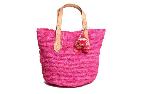 Bondi Raffia Beach Bag in Pink